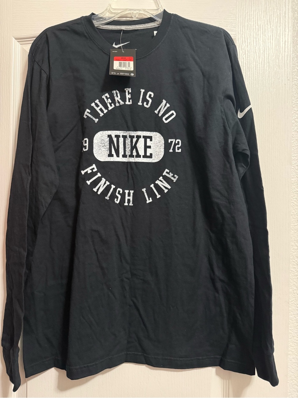 Nike Black Long-Sleeve Graphic Tee with White Logo